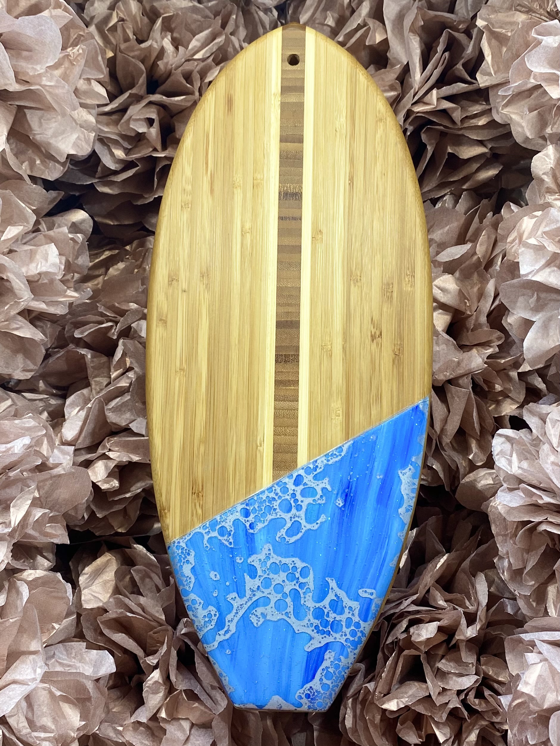 Bamboo Surfboard Serving Board - Blue